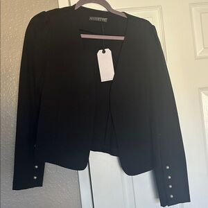 Black Blazer with Pearl Detail